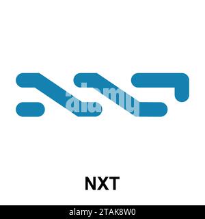 Nxt crypto currency blockchain flat logo isolated on white background. Vector illustration Stock Vector