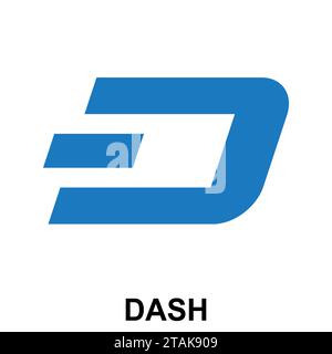 Dash crypto currency blockchain flat logo isolated on white background. Vector illustration Stock Vector