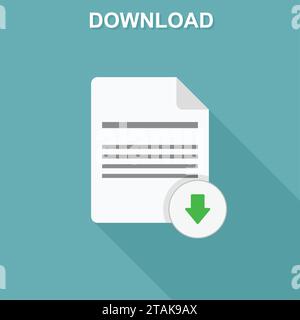 Download document icon. Flat style. Vector illustration Stock Vector