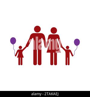 Happy family icon in flat style. Vector illustration Stock Vector