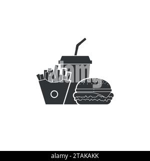 Fast food icon isolated on white background. Fast food hamburger dinner and restaurant, tasty set fastfood icon many meal and unhealthy fast food clas Stock Vector