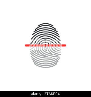 Electronic fingerprint icon scanner identification isolated on white background. Security and surveillance system Stock Vector