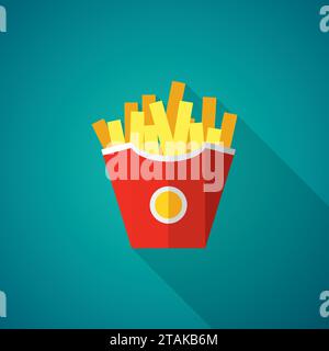 French fries icon in flat style. Fast Food Vector Illustration Stock Vector
