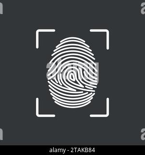 Fingerprint icon identification isolated on dark background. Security and surveillance system Stock Vector