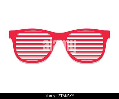 Shutter glasses. Concept of brindled or latticed sunglasses, fashionable accessory, summer youth glasses. Shutter shades sun glasses isolated on white Stock Vector