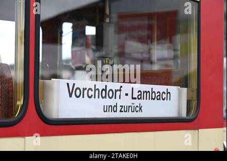 The Vorchdorferbahn from Vorchdorf to Lambach (Upper Austria, Austria). The Vorchdorferbahn has been in operation since 1903. Stock Photo