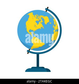 World globe icon school education in flat style. Globe geography earth symbol vector map isolated on white background Stock Vector