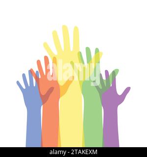 Colorful hand up isolated on white background. Vector illustration Stock Vector