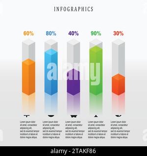 Digital illustration Infographic. Abstract 3D Stock Vector
