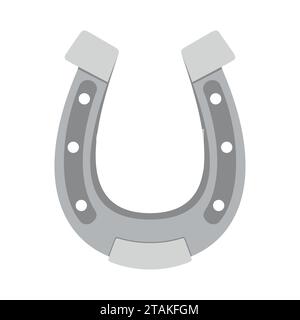Horseshoe Icon. Silver Horseshoe isolated on white background. Horseshoe flat style Vector Illustration Stock Vector