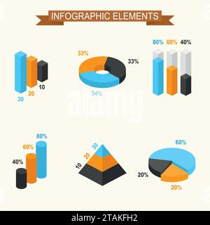 Isometric 3d. Infographic elements Colorful Stock Vector