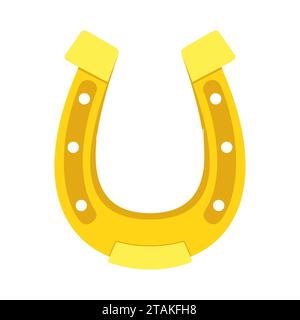 Gold Horseshoe Icon. Gold Horseshoe isolated on white background. Horseshoe flat style Vector Illustration Stock Vector