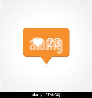 Like Counter Notification Orange Icon. Flat Desing Style. Stock Vector