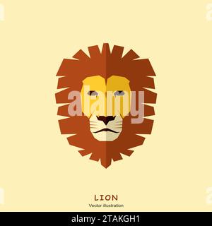 Lion Head in flat style. Vector Illustration. Stock Vector