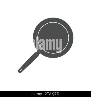 Pan icon cooking steel home kitchen equipment pot isolated on white background. Cooking pan icon and food preparing handle metal pan cartoon. Kitchenw Stock Vector