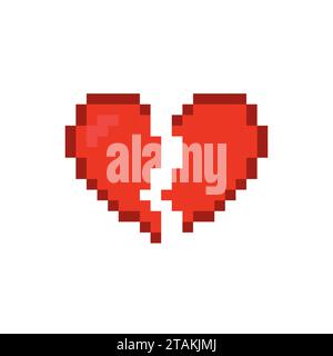 Broken heart red icon isolated on white background. Romantic love vector illustration Stock Vector