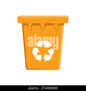 Vector Orange Recycle Bin for Trash and Garbage. Vector Illustration Stock Vector
