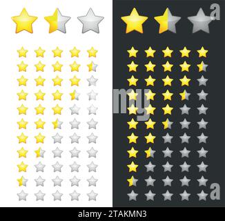Rating stars on white and dark backgrounds. Design element Vector illustration. Stock Vector