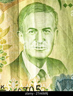 Hafez al-Assad portrait from Syrian banknote. Syria money. Syrian national currency Stock Photo