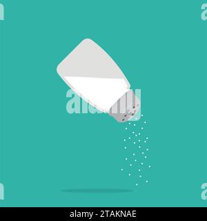 Salt shaker icon in flat style isolated on background. Baking and cooking ingredient. Food seasoning. Kitchen utensils salt shaker. Stock Vector