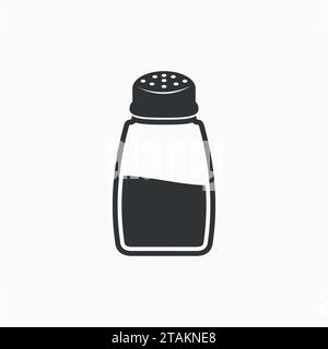Salt shaker icon in flat style isolated on white background. Baking and cooking ingredient. Food seasoning. Kitchen utensils salt shaker. Stock Vector