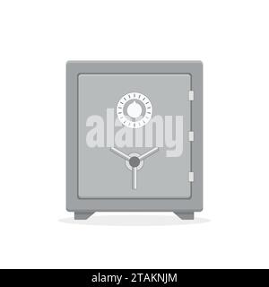 Safe vector icon in a flat style. Safe metal box money secure and safe money concept symbol. Security finance steel safe treasure storage. Closed safe Stock Vector