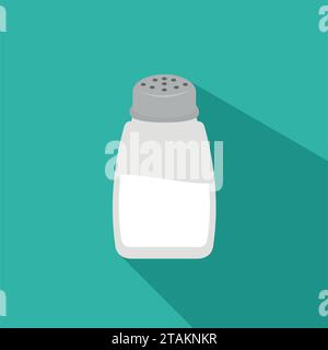 Salt shaker icon in flat style isolated on background. Baking and cooking ingredient. Food seasoning. Kitchen utensils salt shaker. Stock Vector