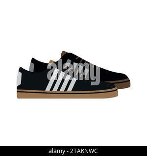 Sneakers, sport shoes isolated on white background. footwear for sport and casual look vector illustration. Stock Vector