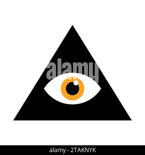 Seeing eye. All seeing eye inside triangle pyramid. vector illustration. Masonic symbol. Vector illustration Stock Vector