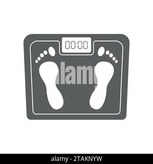 Scales icon isolated on white background. Personal human scales overweight, dieting healthcare balance object. Body measure scales icon lifestyle Stock Vector