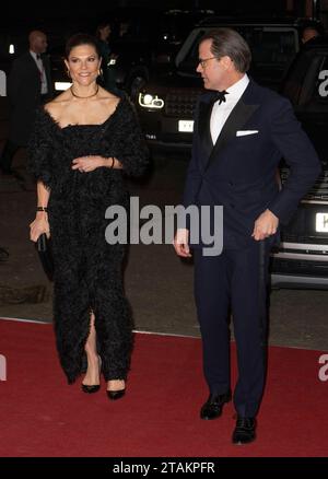 London, England. UK. 30 November 2023.  Crown Princess Victoria of Sweden and her husband Prince Daniel attend The Royal Variety Performance 2023 at Stock Photo