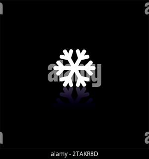 White Snowflake icon with reflection on black background. Vector Illustration Stock Vector