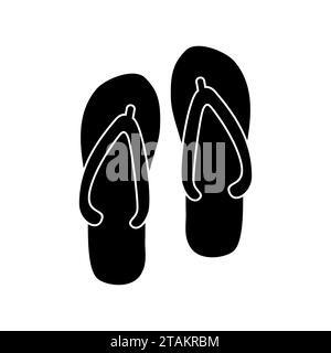Beach slippers icon in flat style isolated on white background. Vector Illustration Stock Vector