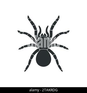 Silhouette Black Spider Icon in flat style. Vector Illustration Stock Vector