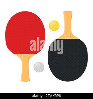 Two rackets for playing table tennis or ping-pong vector isolated on white background. Stock Vector