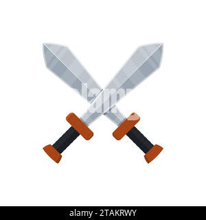 Crossed swords icon in flat style isolated on white background. Arms vector illustration Stock Vector