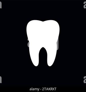 Tooth icon in flat style isolated on black background. Health, medical or doctor and dentist office symbols. Oral care, dental icon clinic white tooth Stock Vector