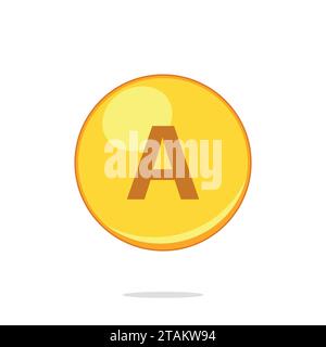 Vitamin A gold pill capcule icon isolated on white background. Retinol vitamin drop pill capsule. Vector illustartion Stock Vector