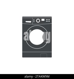 Washing machine icon isolated on white background. Equipment housework laundry wash clothes. Washer icon in flat style. Stock Vector