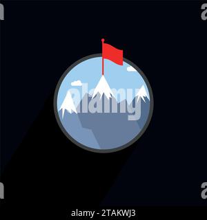 Winner. Picture Mountains to the achievement of goals. Stock Vector