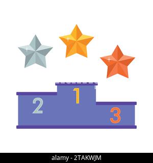 Winner award. Number three. 3. Golden laurel wreath on podium with ...
