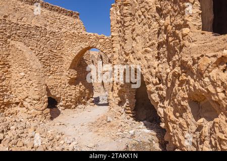 Ksar Ouled Soltane, Tataouine, Tunisia. Ancient fortified Berber granary at Ksar Ouled Soltane, that was used as a set for the Star Wars movie, The Ph Stock Photo