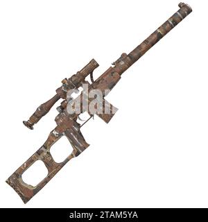 Sniper Rifle isolated on white background Stock Photo