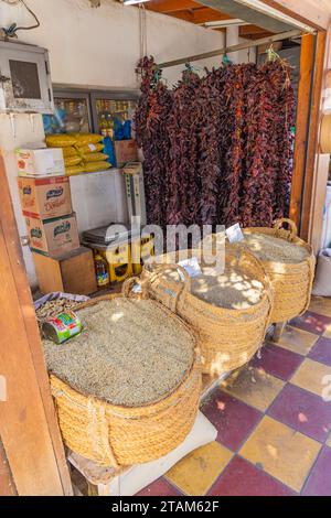 Houmt Souk, Djerba, Medenine, Tunisia. March 16, 2023. Dried grains for sale at a market in the Houmt Sou Stock Photo