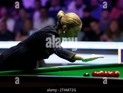 Snooker referee Tatiana Woollaston on day seven of the 2023 MrQ UK Championship at the York Barbican. Picture date: Friday December 1, 2023. Stock Photo