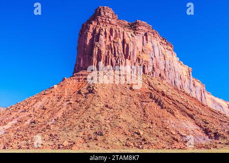 Utah 211 scenic byway in Utah, designated as Indian Creek Corridor Scenic Byway, passes through a landscape of sandstone rocks and formations. Stock Photo