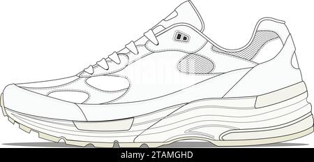 Retro Athletic Shoe Design Template Side View Stock Vector