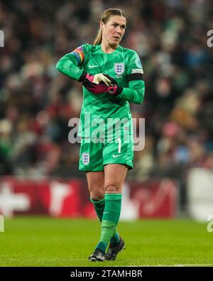 England Goalkeeper Mary Earps during the England Women v Netherlands Women UEFA Women's Nations League A match at Wembley Stadium, London, England, United Kingdom on 1 December 2023 Credit: Every Second Media/Alamy Live News Stock Photo