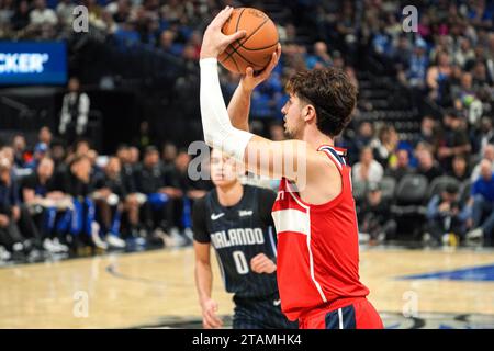 Orlando, Florida, USA, November 29, 2023, Washington Wizards forward Deni Avdija #8 shoots a three at the Amway Center. (Photo Credit: Marty Jean-Louis/Alamy Live News Stock Photo