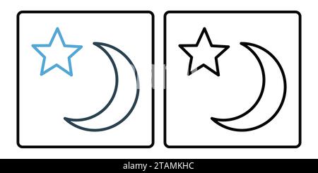 crescent moon and star icon. line icon style. simple vector design editable Stock Vector